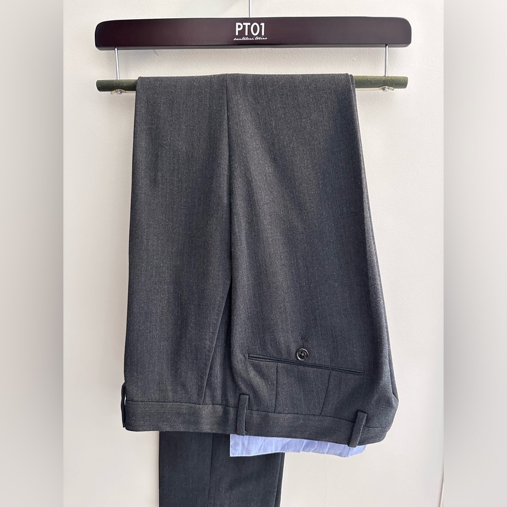 PT01 mid grey wool pants slim fit